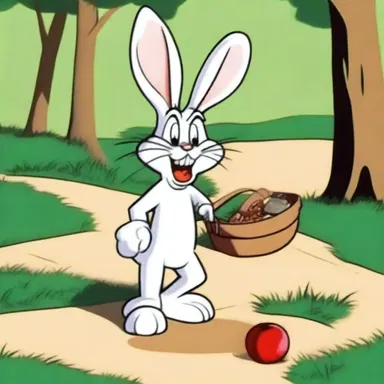 In the Looney Tunes cartoon, Bugs Bunny sets up a trap for Elmer Fudd.