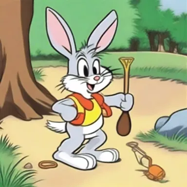 In the Looney Tunes cartoon, Bugs Bunny sets up a trap for Elmer Fudd.