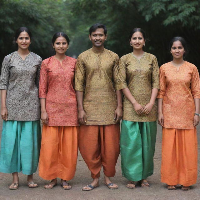 A cohesive team named 'Jafung'. Each person presenting a unique skill, draped in matching outfits, portraying unity and collaboration.