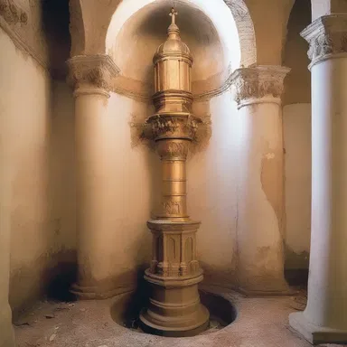 The holy water trap in the church's drainage system prevents the return flow of sewer gas.