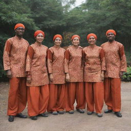 A cohesive team named 'Jafung'. Each person presenting a unique skill, draped in matching outfits, portraying unity and collaboration.