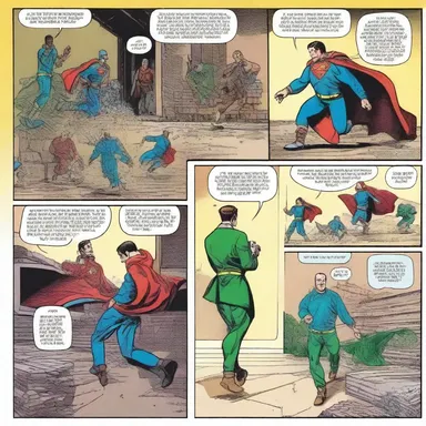 As the hero walked into the trap, the comic book panels showcased his struggle to escape.