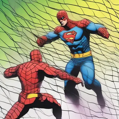 The superhero uses his quick reflexes to trap the villain in a net and prevent their escape.