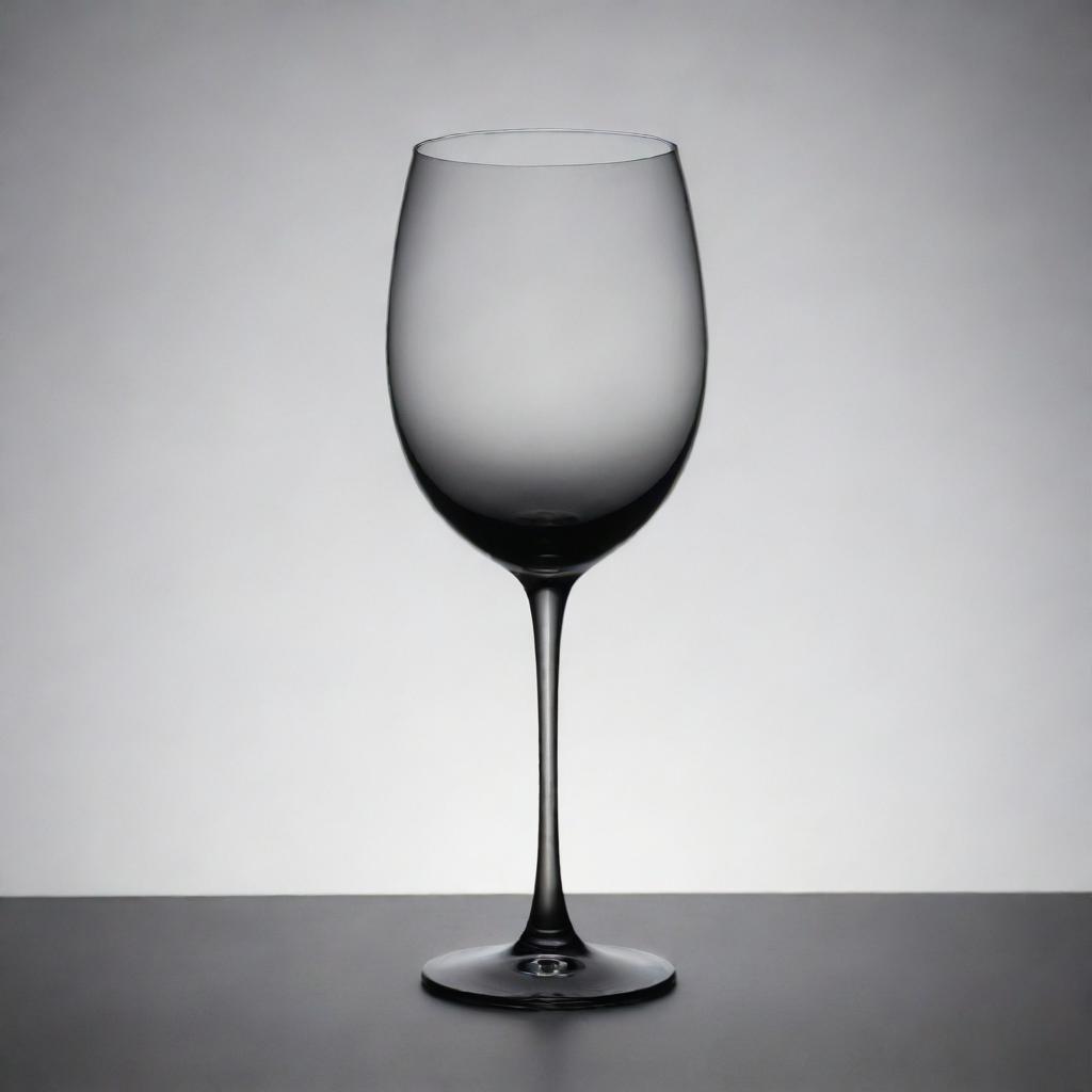 A wine glass made of grey, translucent crystal, elegantly catching the light.