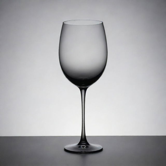 A wine glass made of grey, translucent crystal, elegantly catching the light.