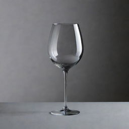 A wine glass made of grey, translucent crystal, elegantly catching the light.