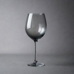 A wine glass made of grey, translucent crystal, elegantly catching the light.