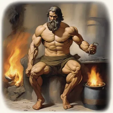 In ancient Greek mythology, Hephaestus, the god of blacksmiths and craftsmen, had a loyal manservant named Charis who assisted him in his forge.