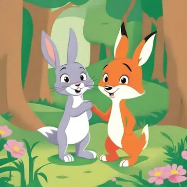 In the cartoon, the eager little rabbit tries to remain hidden from the clever fox.
