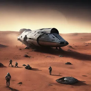 The spaceship crash-landed on the hostile planet, forcing the crew to remain there until rescue arrived.