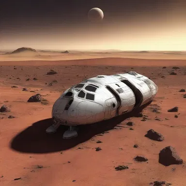 The spaceship crash-landed on the hostile planet, forcing the crew to remain there until rescue arrived.
