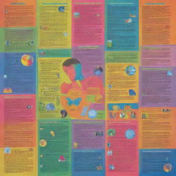 A detailed informative poster on teenage mental health issues, featuring vibrant colors, symbolic imagery and clear, helpful information