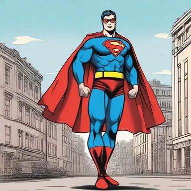The superhero's wearing apparel consisted of a tight-fitting costume with a cape.