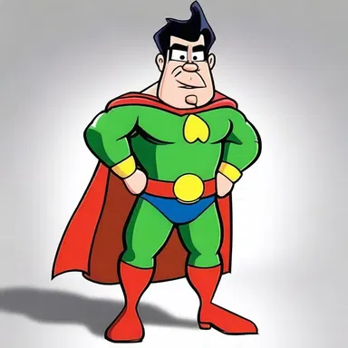 The character in the cartoon turned out to be a sham, pretending to be a hero but actually a fraud.