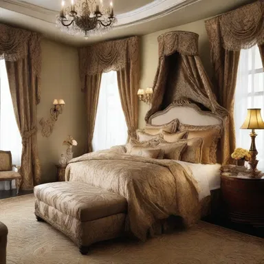 The designer sham the appearance of a luxurious mansion by using opulent materials and fancy decorations.
