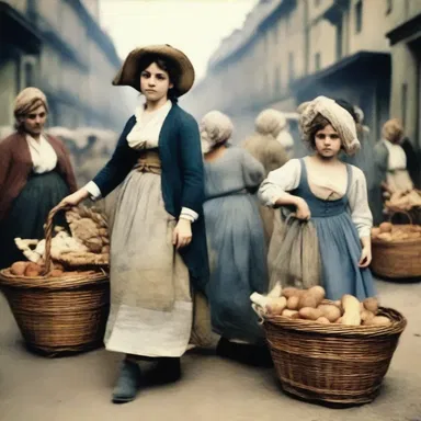 During the French Revolution, there were reports of gamine girls dressed in rags stealing food from the market to survive.