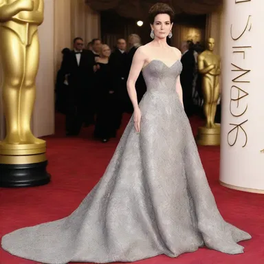 The costume designer created a stunning gown for the lead actress that was clinquant with sequins and jewels, making her shine on the silver screen.