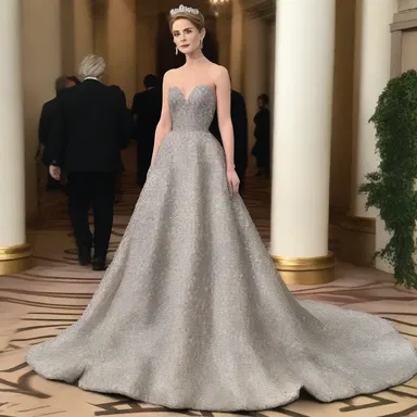 The costume designer created a stunning gown for the lead actress that was clinquant with sequins and jewels, making her shine on the silver screen.
