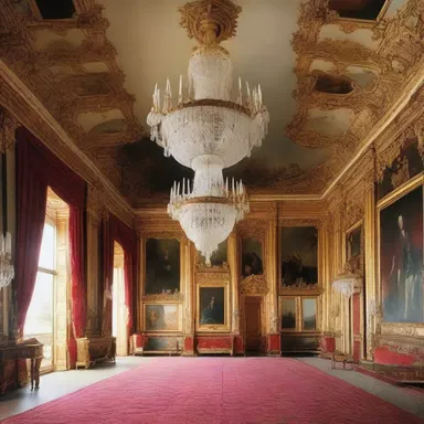 The author used vivid descriptions to paint a picture of the palace, depicting its opulence with clinquant chandeliers and gilded trimmings.