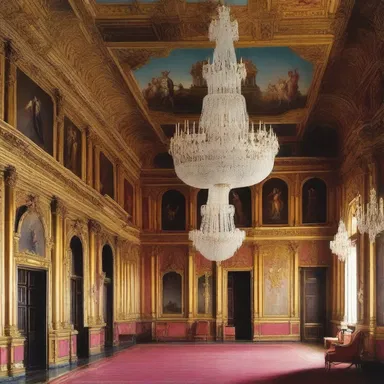 The author used vivid descriptions to paint a picture of the palace, depicting its opulence with clinquant chandeliers and gilded trimmings.
