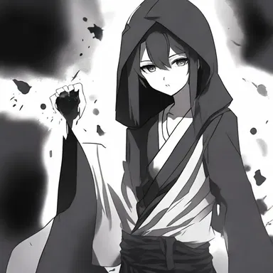 The anime character had a mysterious aura, with sootiness appearing on their clothes and skin to depict their dark past.