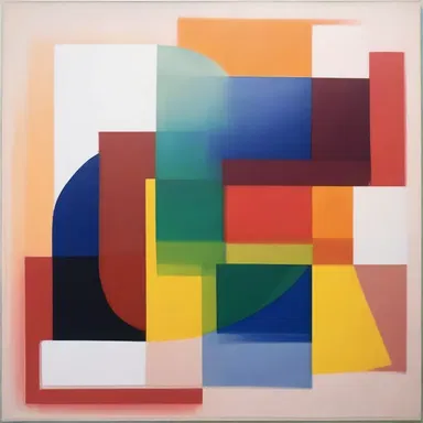 The artist explores abstract concepts in their paintings by attempting to quantize color and form through the lens of quantum theory.