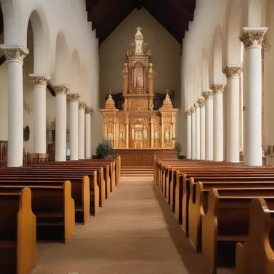 In many churches, the arrangement of pews facing the altar promotes a sense of unity and devotion during religious services.