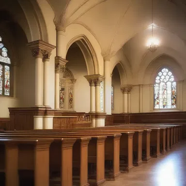 In many churches, the arrangement of pews facing the altar promotes a sense of unity and devotion during religious services.
