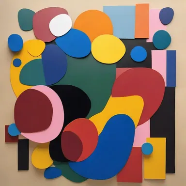 The artist's arrangement of colors and shapes created a visually striking masterpiece.