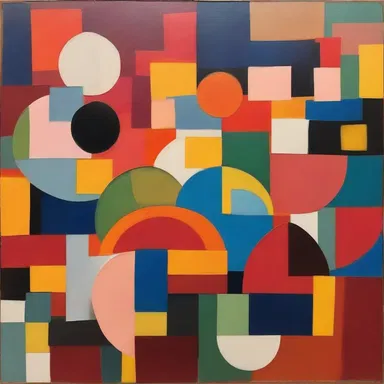 The artist's arrangement of colors and shapes created a visually striking masterpiece.
