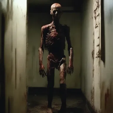 The arrangement of bloodied bodies and severed limbs in the haunted house created a spine-chilling horror scene.