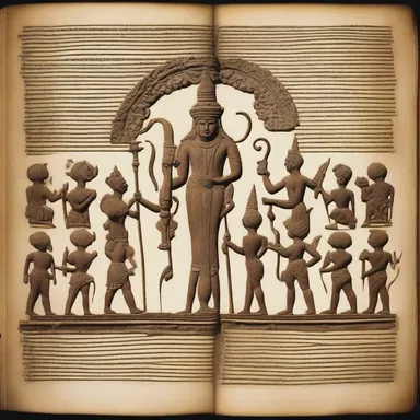 The ancient text revealed an intricate arrangement of mythological gods and their interactions.