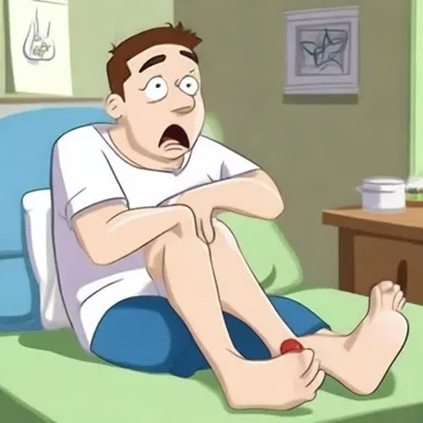 In the cartoon, the character applied a balm to his injured knee to soothe the pain.