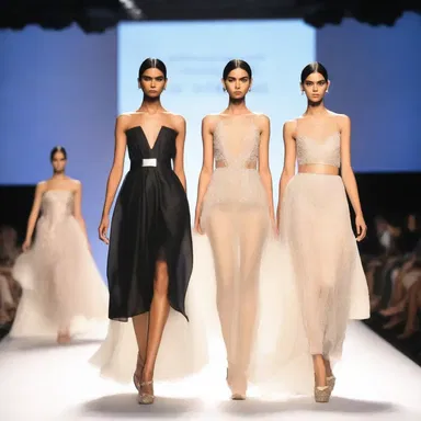 The fashion show featured models in oscillating dresses with flowy skirts that swayed gracefully on the ramp.