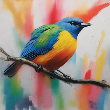 The artist used thin brushstrokes to reticulate the colors, giving the painting a unique and intricate texture.