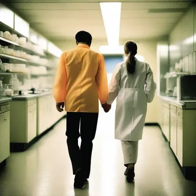 The couple walked hand in hand along the ethanoyl chloride-filled laboratory, guided by the soft glow of the chemicals.