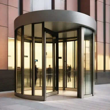 The fixed-cycle operation of the revolving door allows for efficient and controlled movement of people in and out of a building.