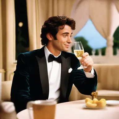 The romantic comedy starts with a scene of the main character enjoying a glass of bubbly champagne.