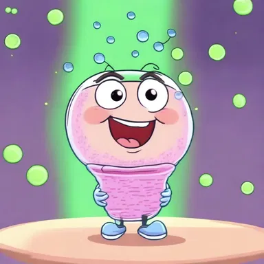 In the animated show, the cartoon character drinks a potion that causes them to become bubbly and float in the air.