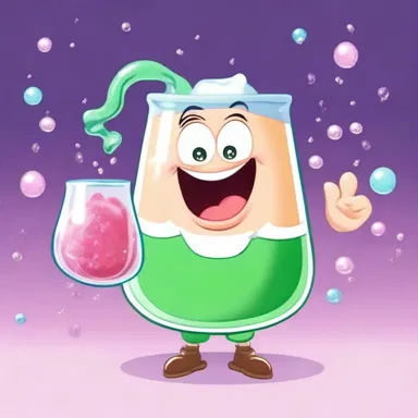 In the animated show, the cartoon character drinks a potion that causes them to become bubbly and float in the air.