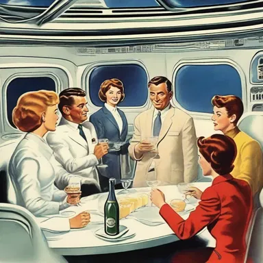 In the futuristic novel, people aboard the spaceship celebrated the successful mission by opening a bottle of bubbly.