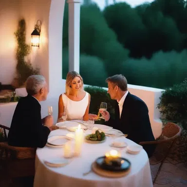 They shared a candlelit dinner on the terrace, feasting on grilled courgette and sipping fine wine.