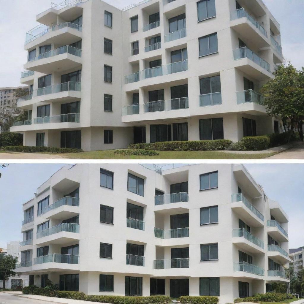 Interior and exterior views of a modern condo equipped with a comprehensive CCTV security system for maximum safety.