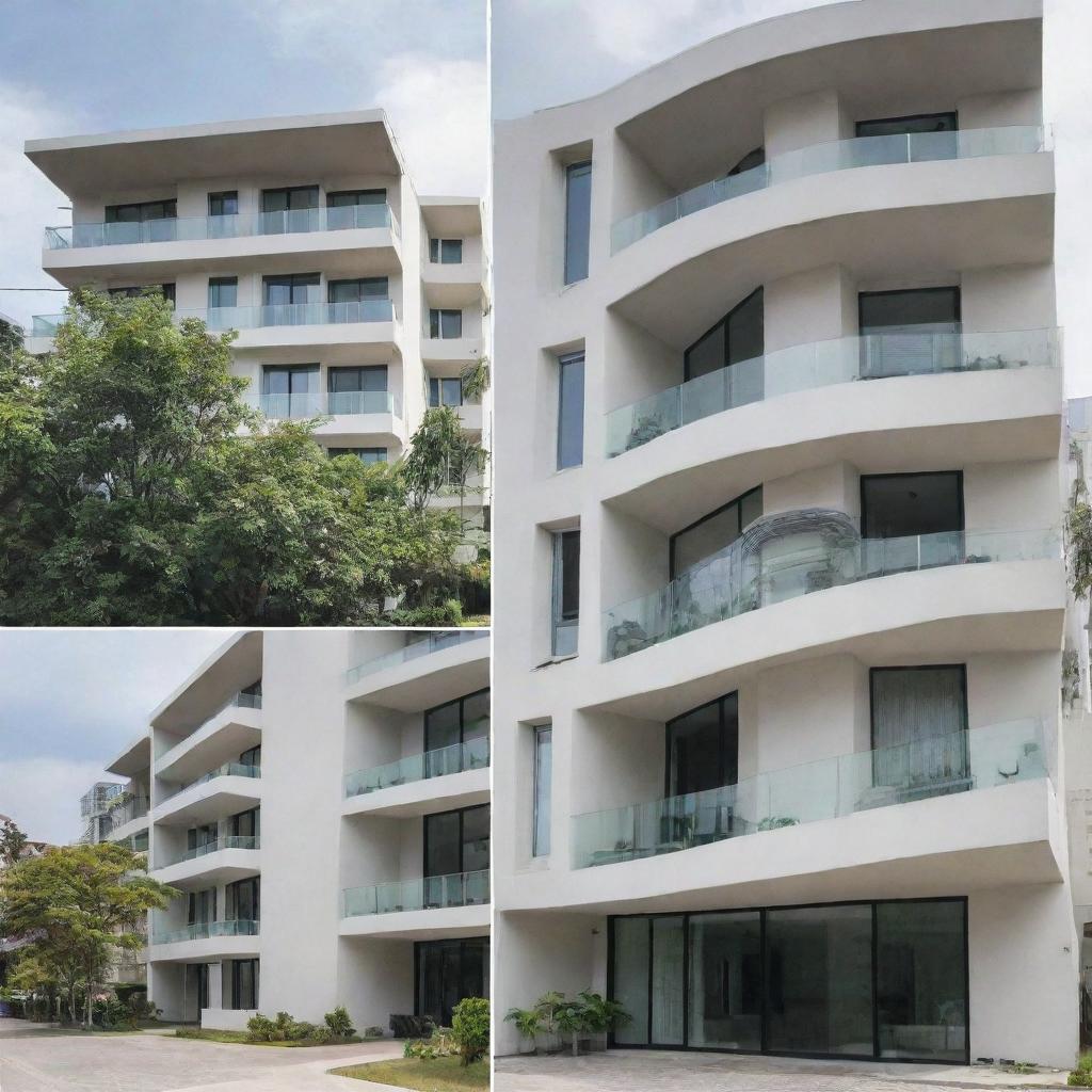 Interior and exterior views of a modern condo equipped with a comprehensive CCTV security system for maximum safety.