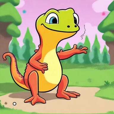 In the cartoon show, the mischievous character always uses a salamander to poke at things.