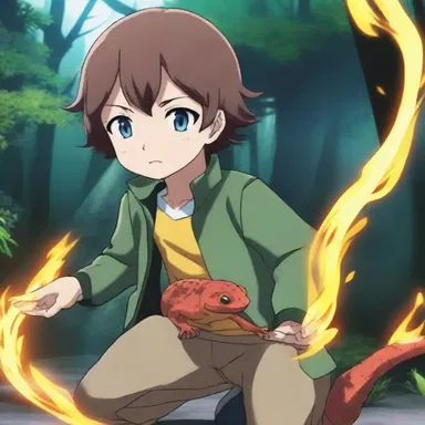 In the anime series, the protagonist discovers a rare salamander with an ability to control fire.