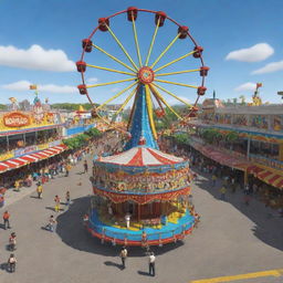 A carnival scene from Barranquilla, represented in the 3D digital art style of Roblox.