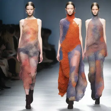 The designer showcased a collection inspired by cell death, incorporating textures and colors reminiscent of the natural decay of cells.