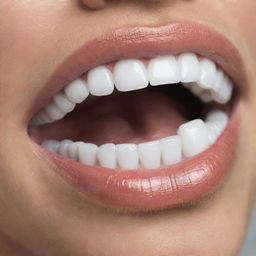 A close-up of a mouth with letters emerging from it, depicting the act of speaking.