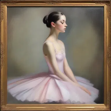The painter captured the dancer's svelte frame in the portrait, showcasing the elegant lines and delicate build of the ballerina.